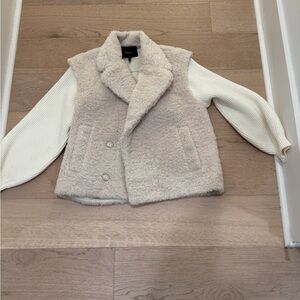 Maje Cream Sherpa Vest